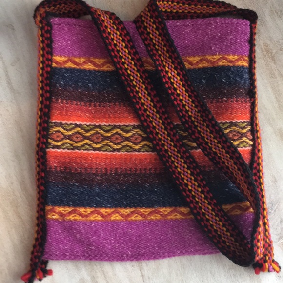 NWOT Earthragz Crossbody Purse colorful Wool Aztec  festival hippie. 12x12 - Picture 1 of 5